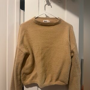 Princess Polly Cozy Tan Crewneck Cropped Sweater